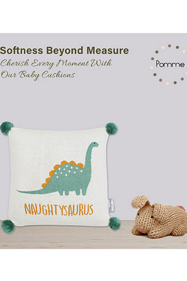 Naughty Saurus Pattern Knitted Baby Cushion Cover