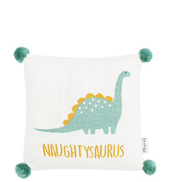 Naughty Saurus Pattern Knitted Baby Cushion Cover