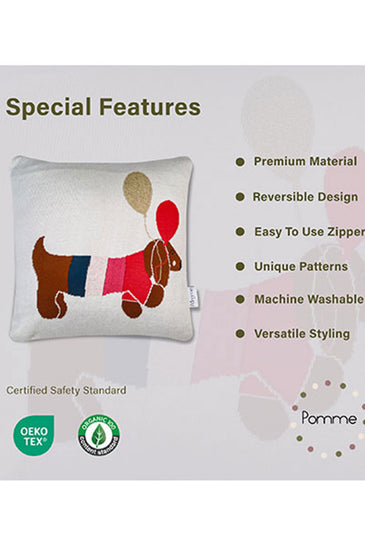 Balloon Dog Pattern Knitted Baby Cushion Cover