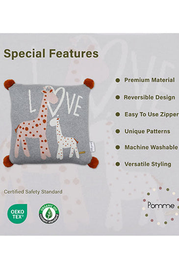 Love Giraffe Pattern Knitted Baby Cushion Cover