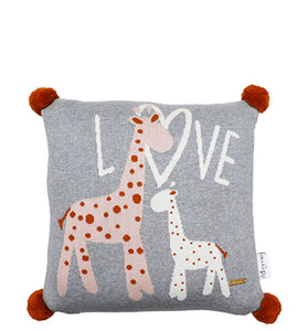 Love Giraffe Pattern Knitted Baby Cushion Cover