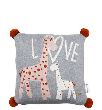 Love Giraffe Pattern Knitted Baby Cushion Cover