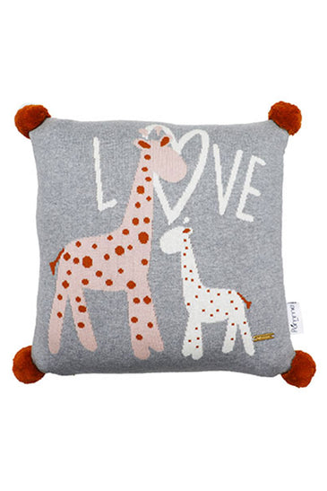 Love Giraffe Pattern Knitted Baby Cushion Cover