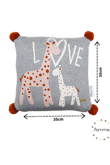 Love Giraffe Pattern Knitted Baby Cushion Cover