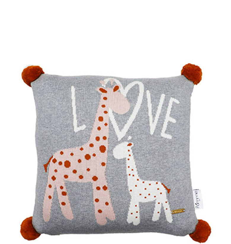 Love Giraffe Pattern Knitted Baby Cushion Cover