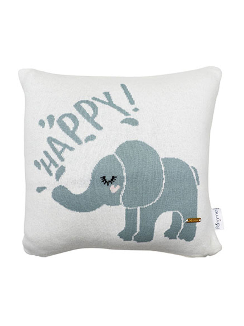 Happy Elephant  Pattern Knitted Baby Cushion Cover