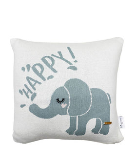 Happy Elephant  Pattern Knitted Baby Cushion Cover
