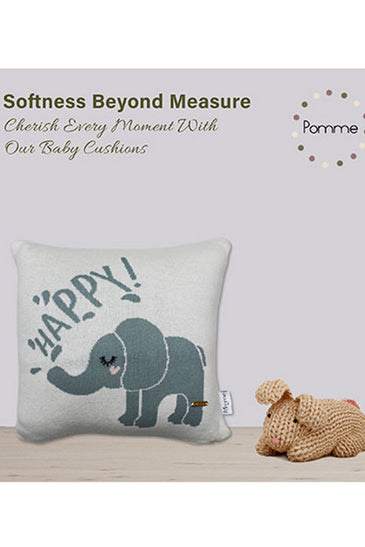 Happy Elephant  Pattern Knitted Baby Cushion Cover