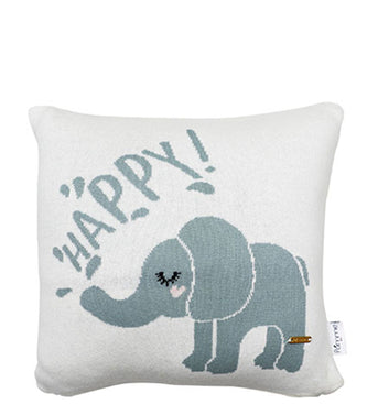 Happy Elephant  Pattern Knitted Baby Cushion Cover