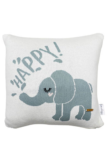 Happy Elephant  Pattern Knitted Baby Cushion Cover