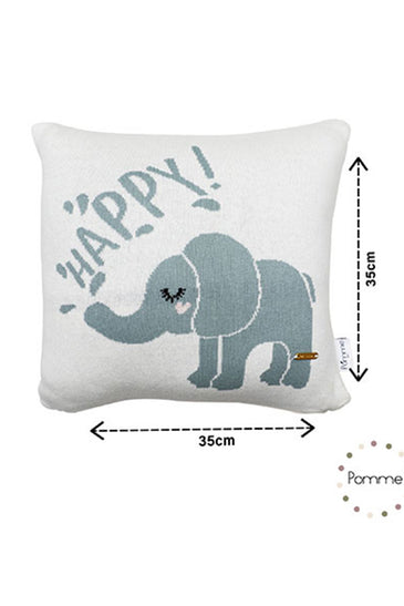 Happy Elephant  Pattern Knitted Baby Cushion Cover