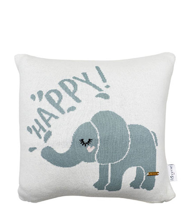 Happy Elephant  Pattern Knitted Baby Cushion Cover