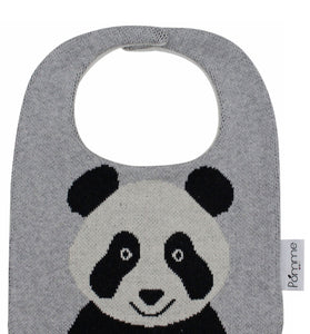 Cotton Knitted Gray Panda Bib Apron