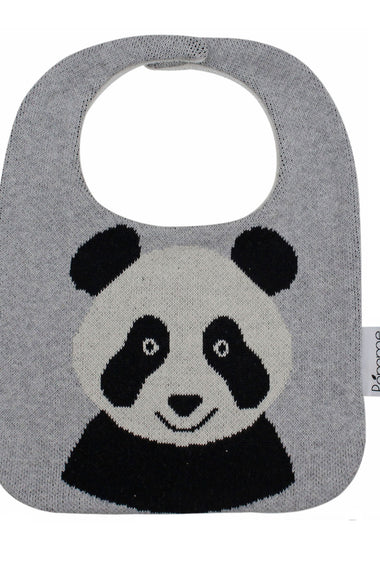Cotton Knitted Gray Panda Bib Apron