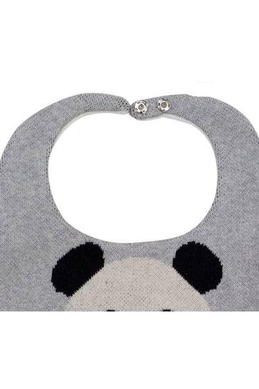 Cotton Knitted Gray Panda Bib Apron