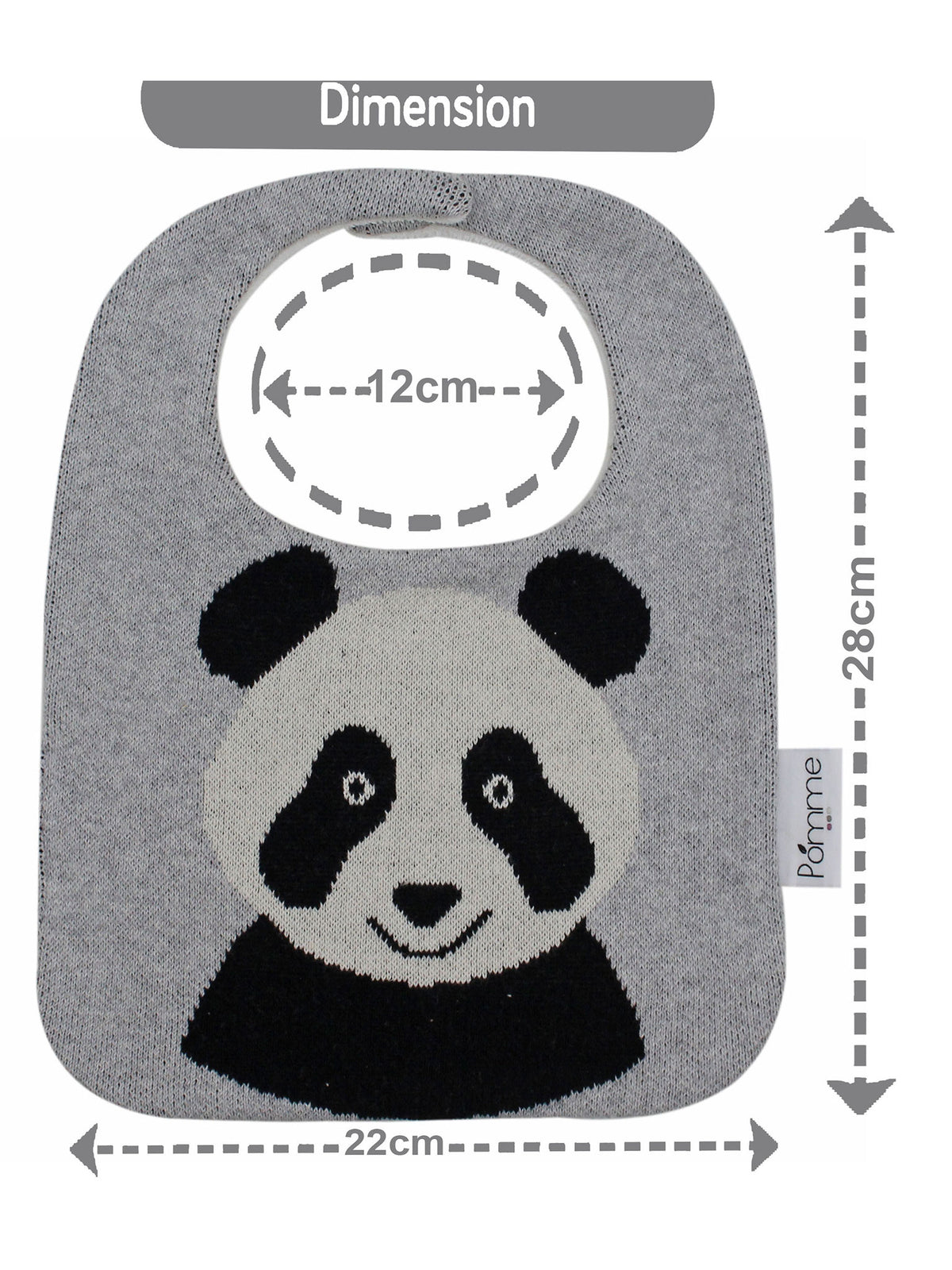 Pomme Cotton Knitted Panda Bib Apron (Grey)