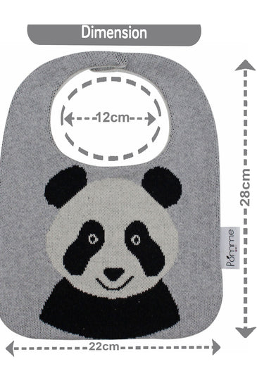 Cotton Knitted Gray Panda Bib Apron