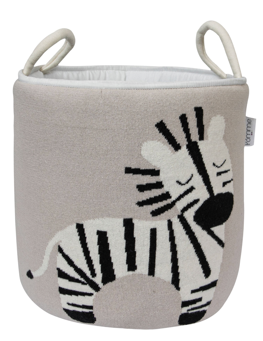 Pomme Cotton Knitted Shy Zebra Storage Basket