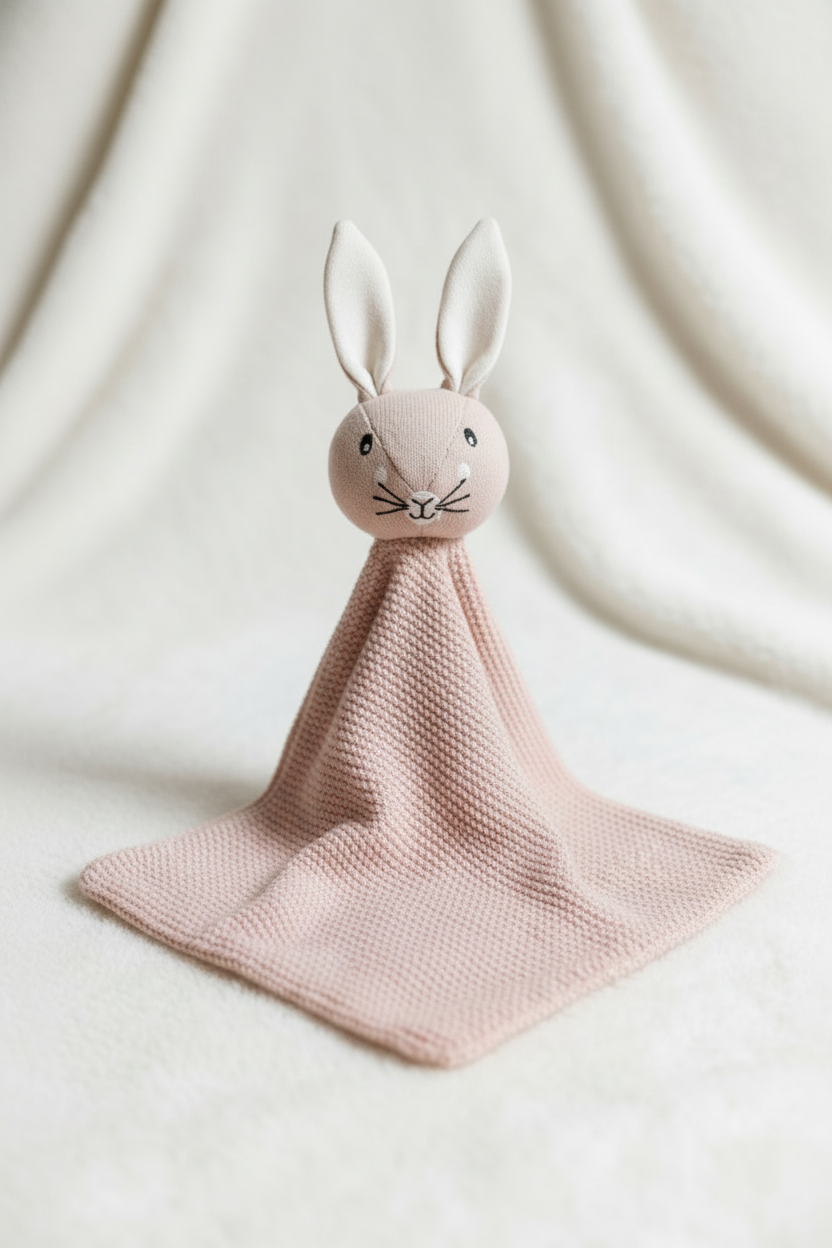 Pomme Cotton Knitted Bunny Cuddle Cloth Vert Pink