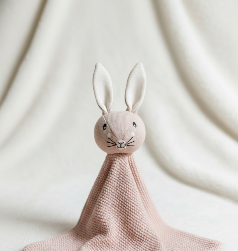 Pomme Cotton Knitted Bunny Cuddle Cloth Vert Pink