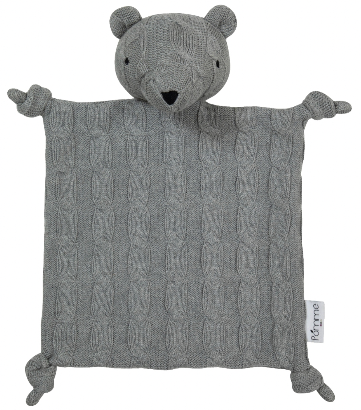 Pomme Cotton Knitted Bear Cuddle Toy Cloth (Grey)