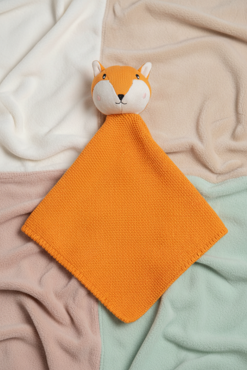 Pomme Cotton Knitted Fox Cuddle Cloth (ButterScotch)