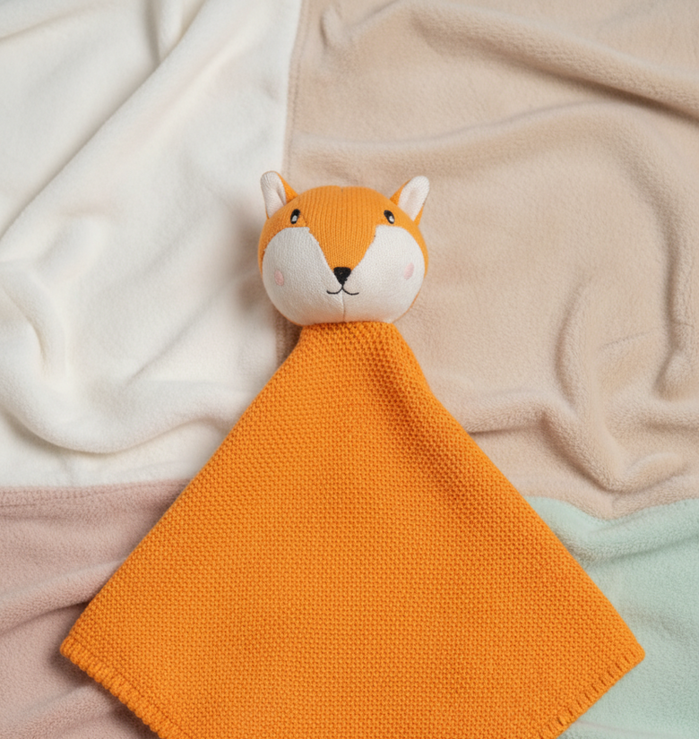 Pomme Cotton Knitted Fox Cuddle Cloth (ButterScotch)