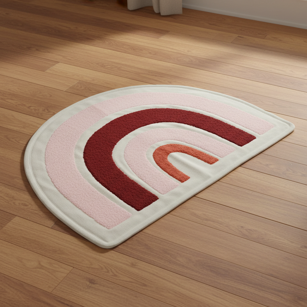 Pomme Cotton Knitted Rainbow Rug (Shades of Pink)