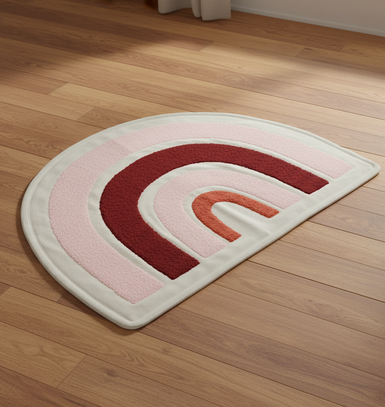 Pomme Cotton Knitted Rainbow Rug (Shades of Pink)