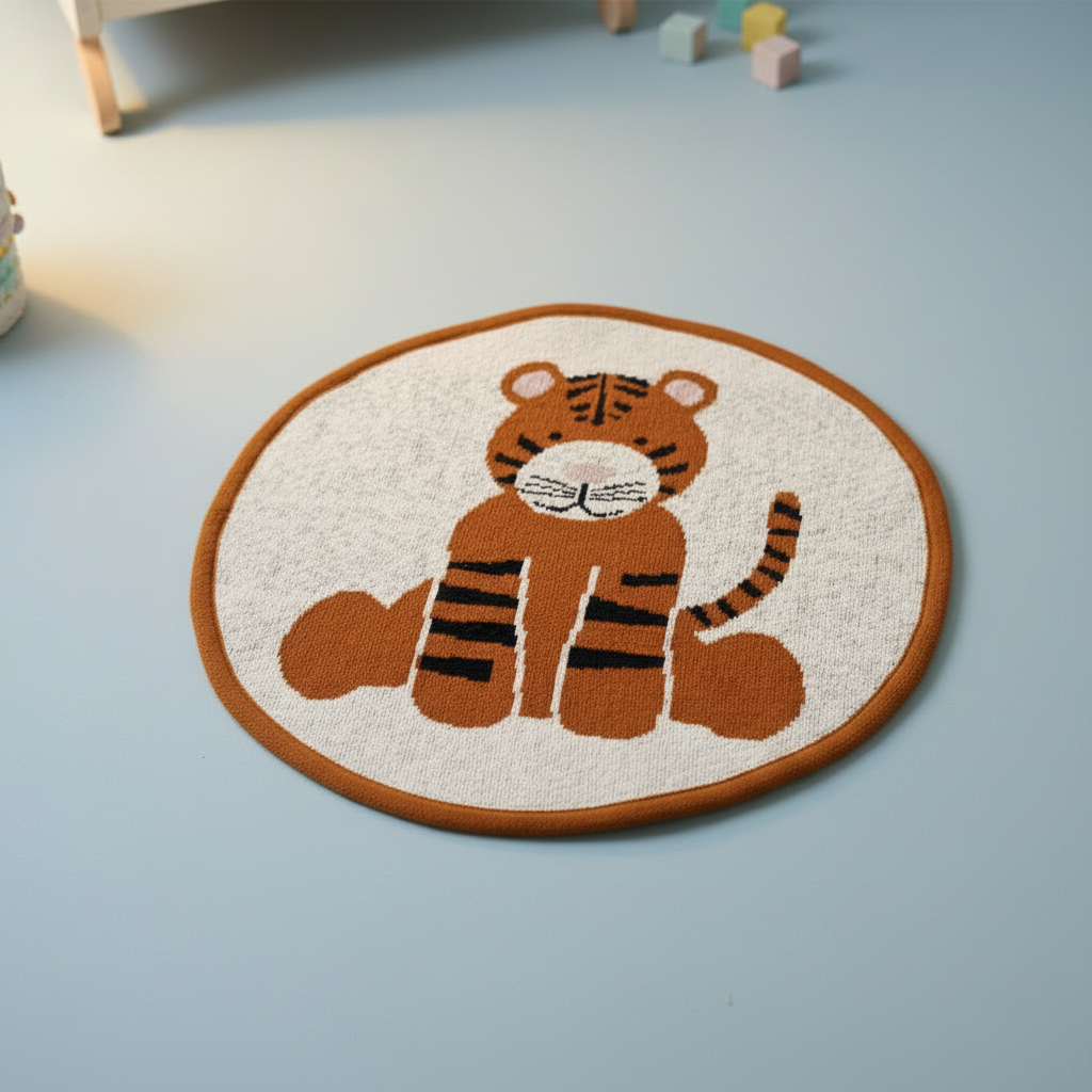 Pomme Cotton Knitted Tiger Rug
