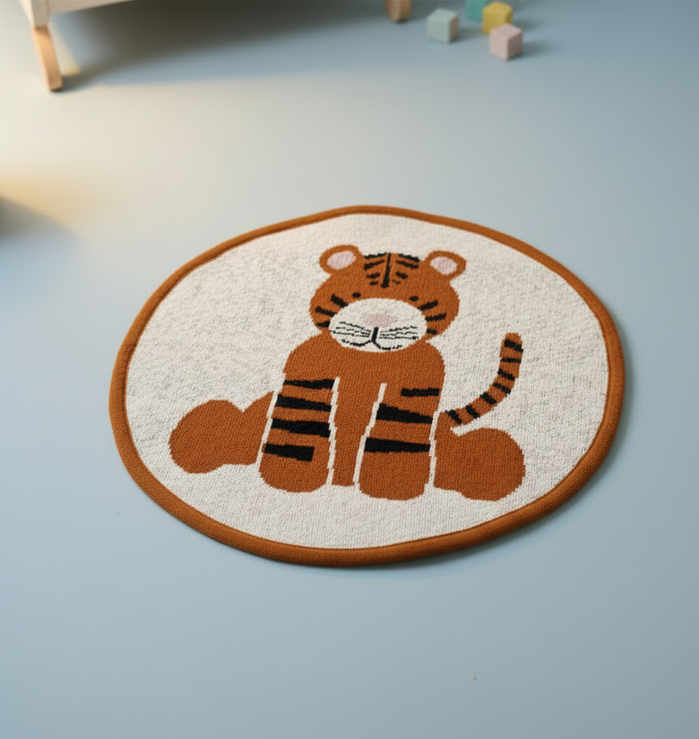 Pomme Cotton Knitted Tiger Rug