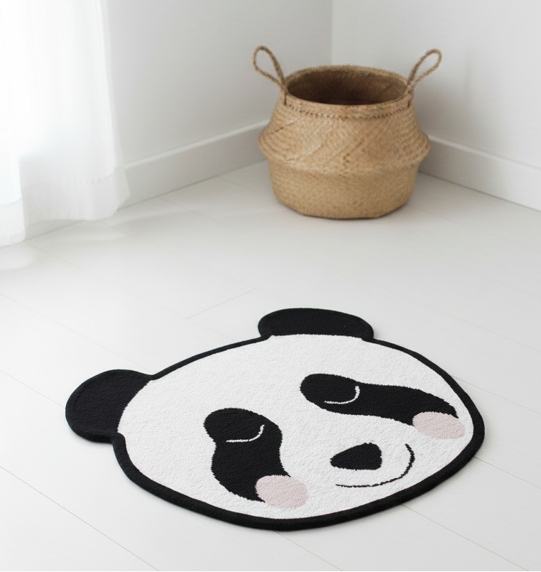 Pomme Cotton knitted Blushing Panda Rug