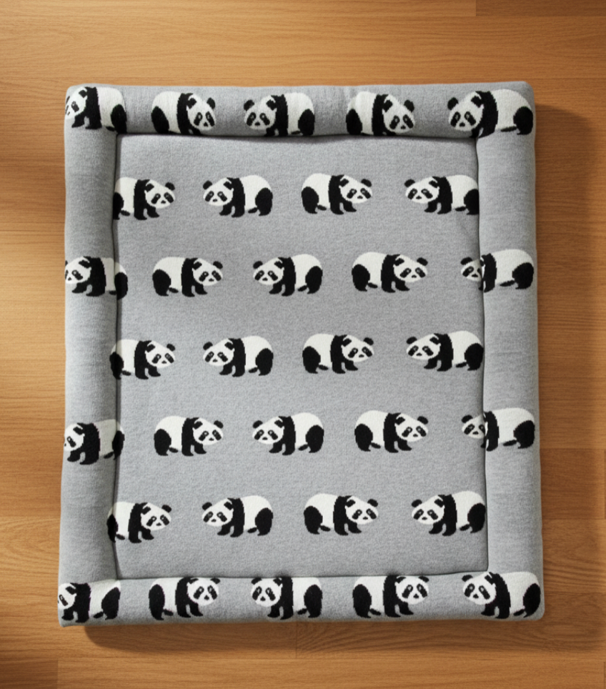 Pomme Knitted Cotton Panda-Themed Stuffed Playmat