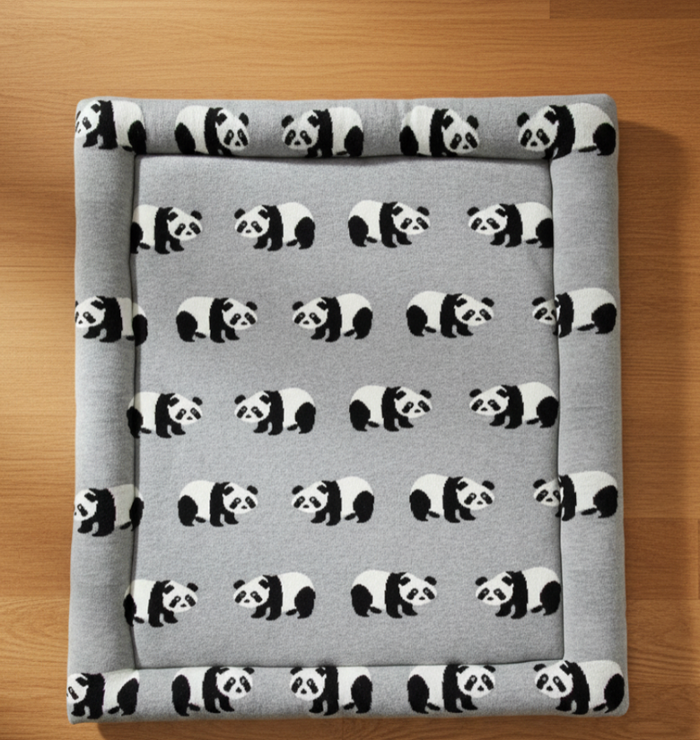 Pomme Knitted Cotton Panda-Themed Stuffed Playmat