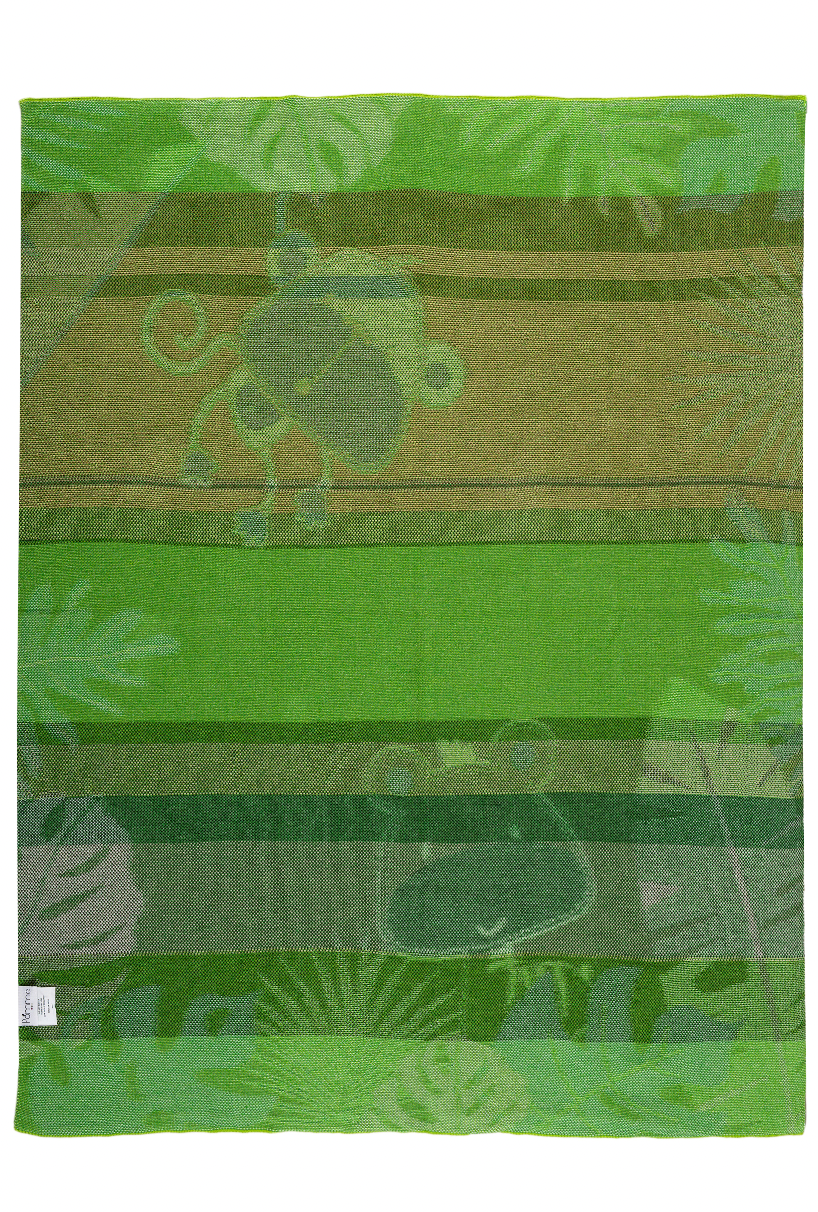 Pomme Cotton Knitted Jungle Playdate Baby Blanket (Ivory & Green)