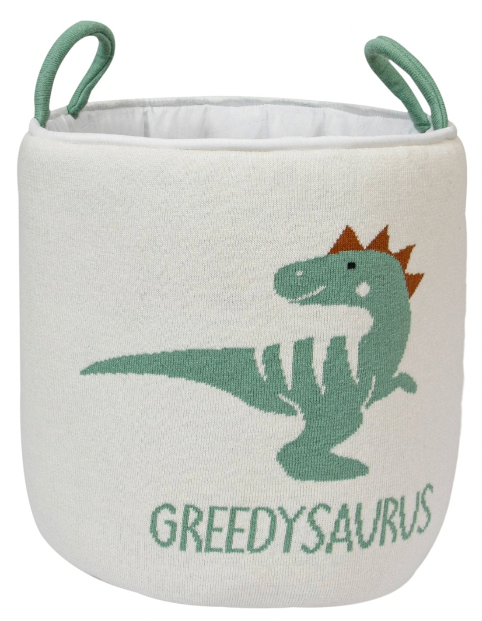 Knitted Greedysaurus Dino themed Storage Basket