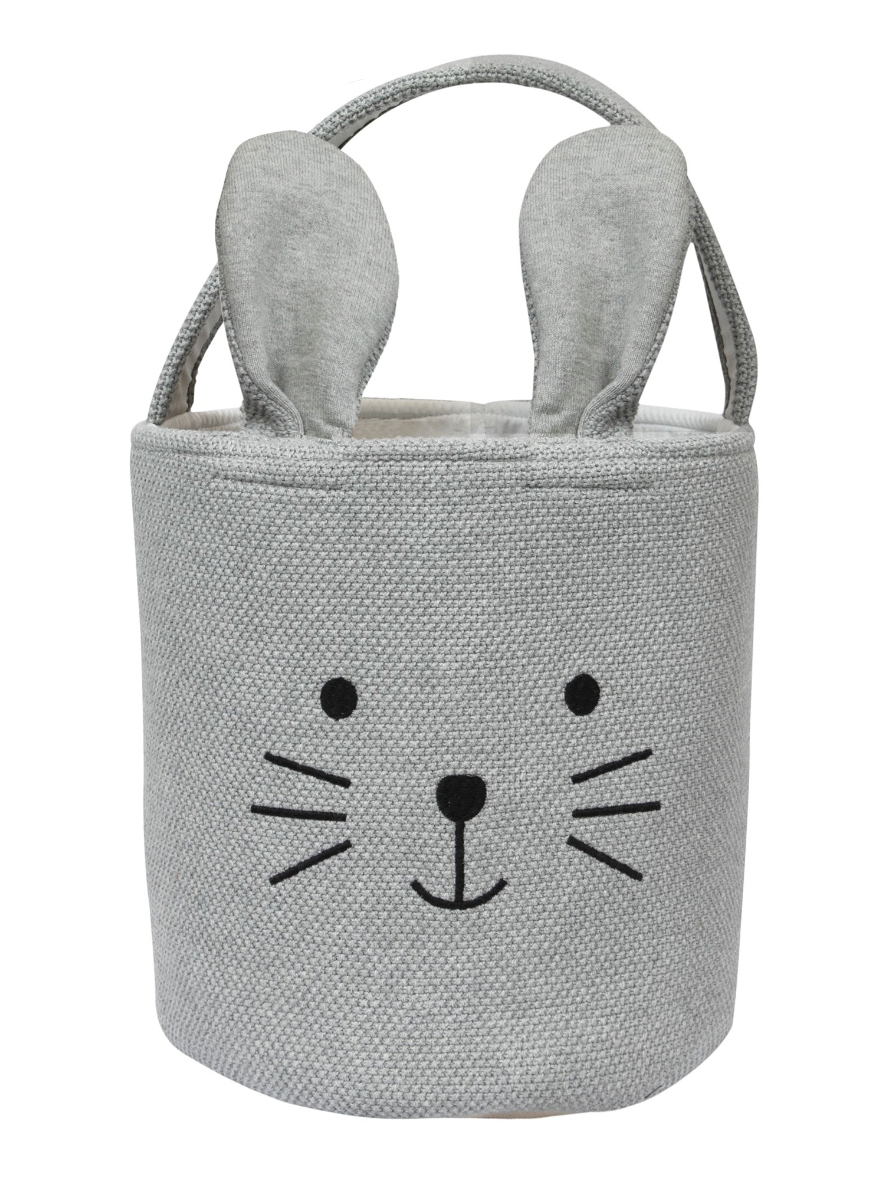Pomme Cotton Knitted Grey Smiling Rabbit Storage Basket