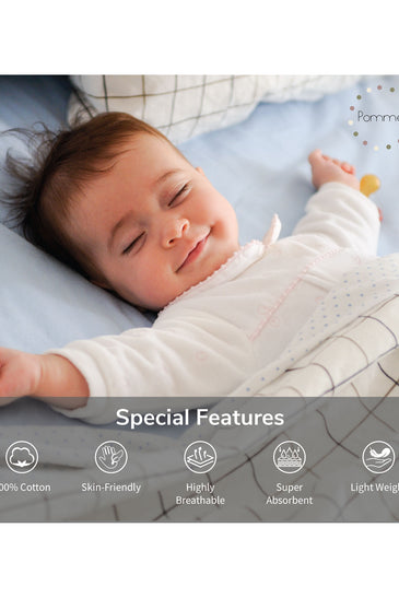 White Colorful Pattern Knitted Baby Blanket