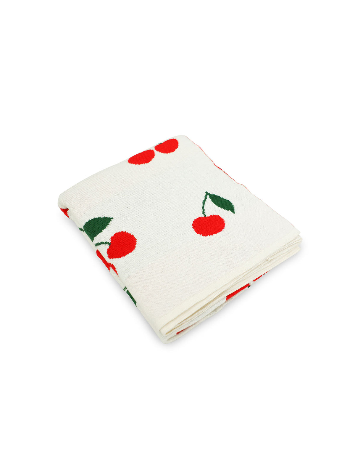 Pomme Cotton Knitted Sweet Cherries Baby Blanket (Ivory)