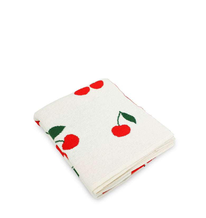 Cherry Pattern Knitted Baby Blanket