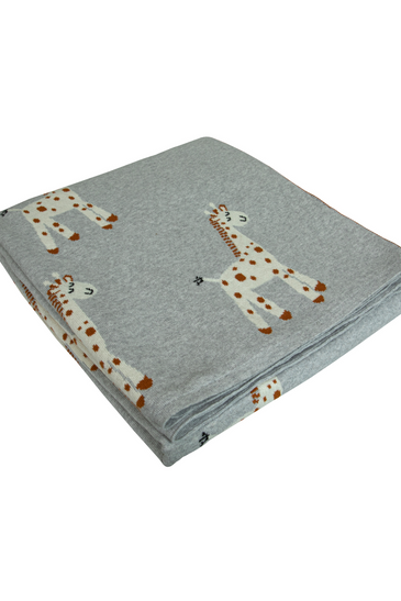 Cotton Knitted Grey Giraffe Throw