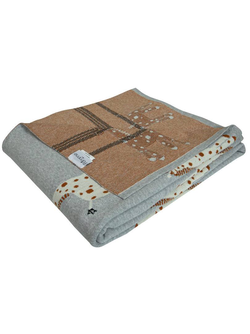 Cotton Knitted Grey Giraffe Throw