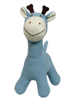 Load image into Gallery viewer, Knitted Soft Blue Giraffe Toy
