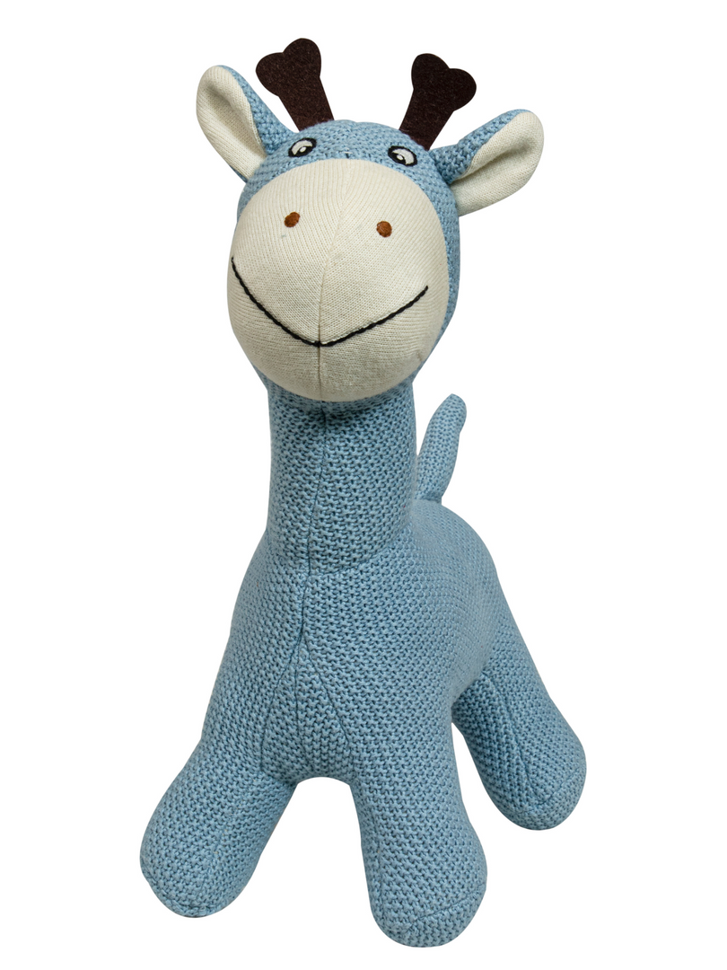 Knitted Soft Blue Giraffe Toy