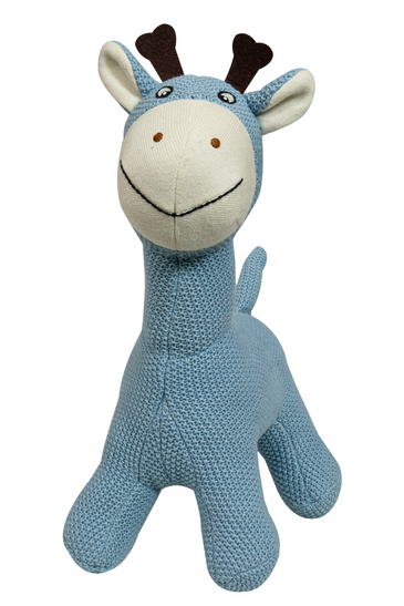 Knitted Soft Blue Giraffe Toy