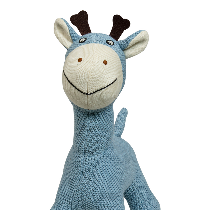 Knitted Soft Blue Giraffe Toy