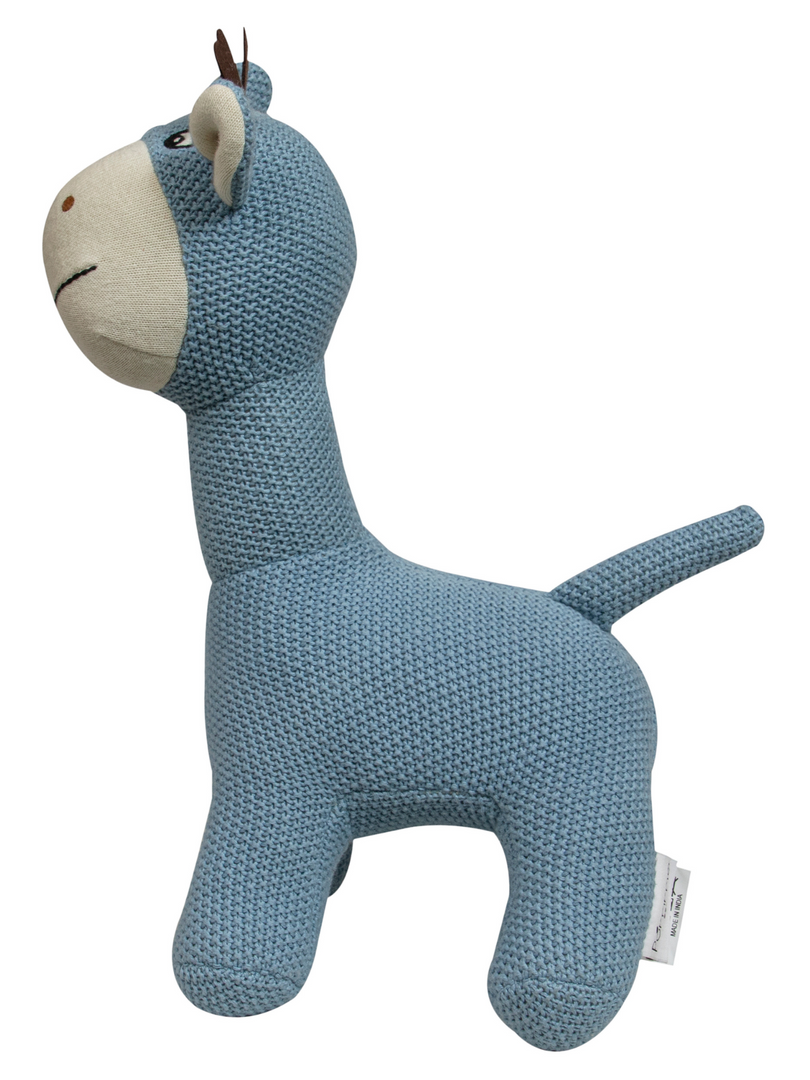 Knitted Soft Blue Giraffe Toy