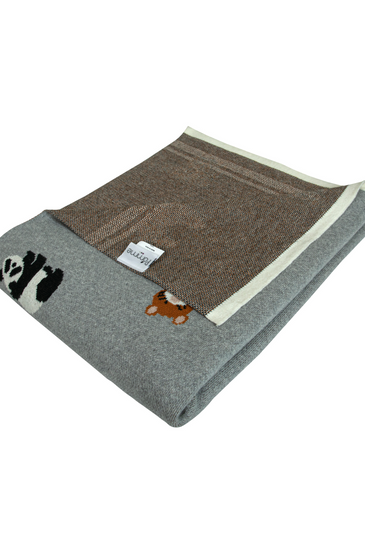 Cotton Knitted Grey Jungle Safari Throw