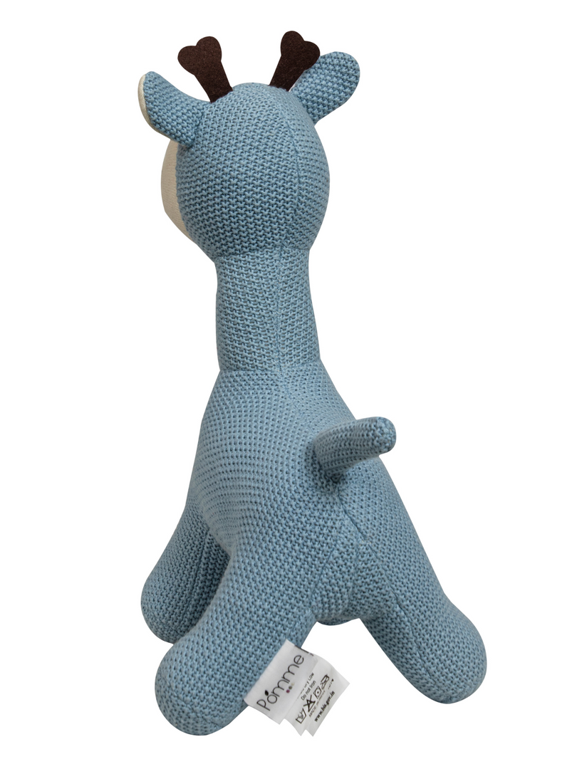 Knitted Soft Blue Giraffe Toy