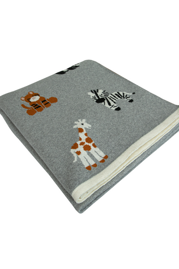 Cotton Knitted Grey Jungle Safari Throw